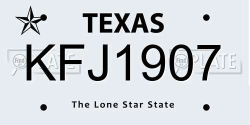 KFJ1907 Texas License Plate