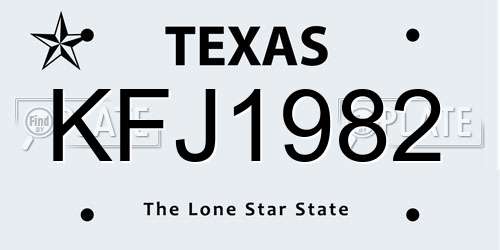 KFJ1982 Texas License Plate