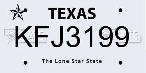 KFJ3199 Texas License Plate