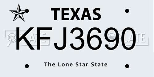 KFJ3690 Texas License Plate