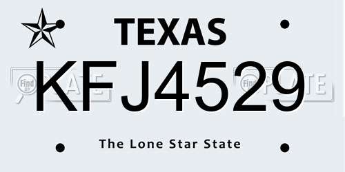KFJ4529 Texas License Plate
