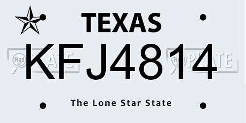 KFJ4814 Texas License Plate