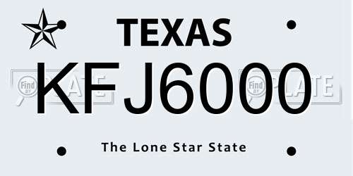 KFJ6000 Texas License Plate
