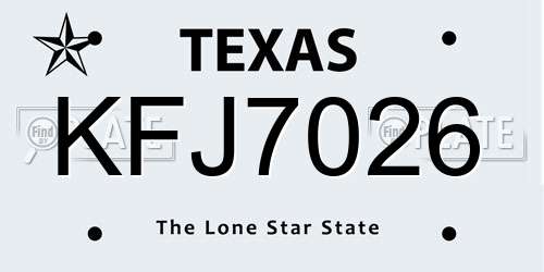 KFJ7026 Texas License Plate