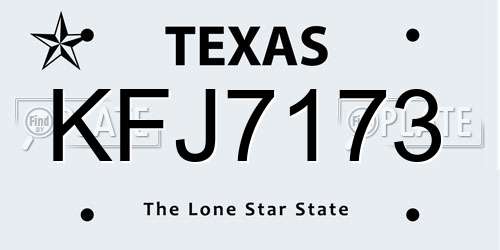 KFJ7173 Texas License Plate