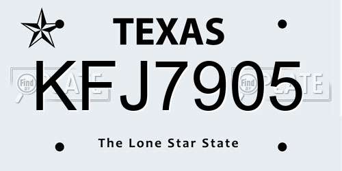 KFJ7905 Texas License Plate