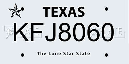 KFJ8060 Texas License Plate