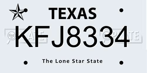 KFJ8334 Texas License Plate