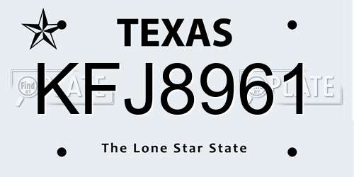 KFJ8961 Texas License Plate