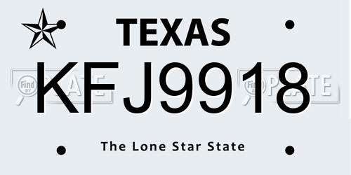 KFJ9918 Texas License Plate