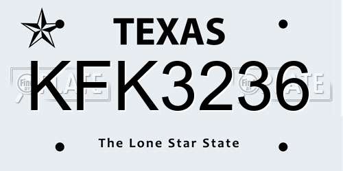 KFK3236 Texas License Plate