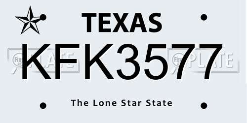 KFK3577 Texas License Plate