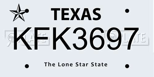 KFK3697 Texas License Plate
