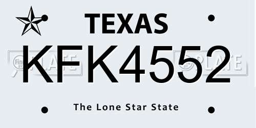 KFK4552 Texas License Plate