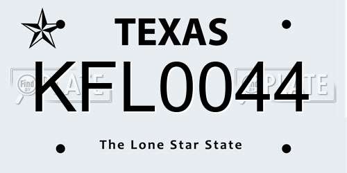 KFL0044 Texas License Plate