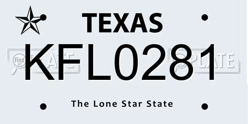 KFL0281 Texas License Plate