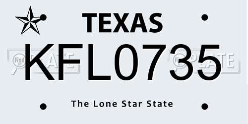 KFL0735 Texas License Plate