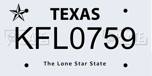 KFL0759 Texas License Plate