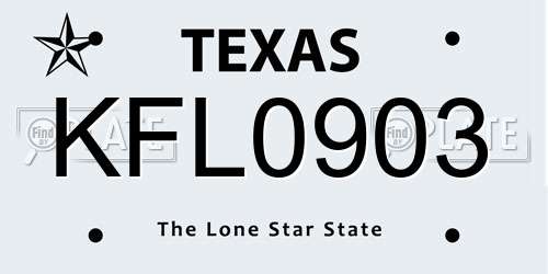 KFL0903 Texas License Plate