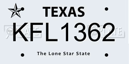 KFL1362 Texas License Plate