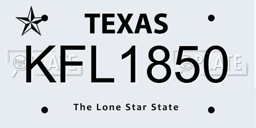 KFL1850 Texas License Plate