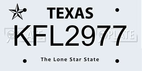KFL2977 Texas License Plate