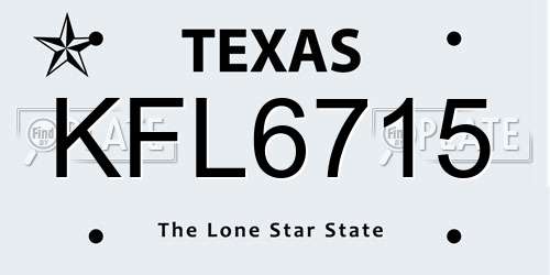 KFL6715 Texas License Plate