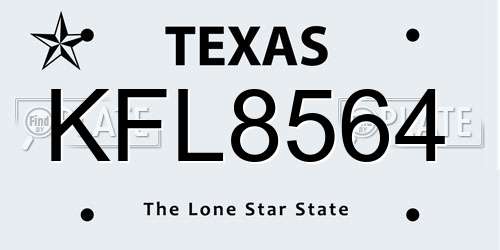 KFL8564 Texas License Plate