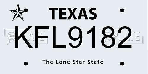 KFL9182 Texas License Plate