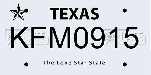 KFM0915 Texas License Plate