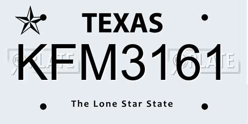 KFM3161 Texas License Plate
