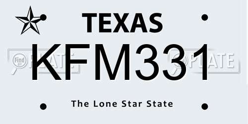 KFM331 Texas License Plate