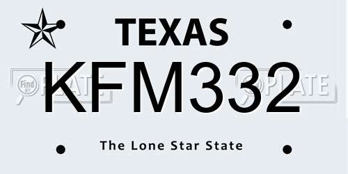 KFM332 Texas License Plate
