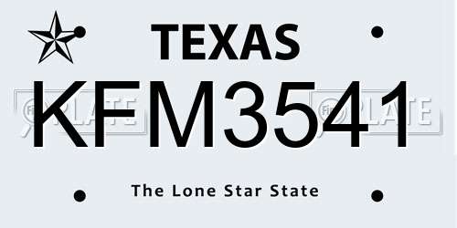 KFM3541 Texas License Plate
