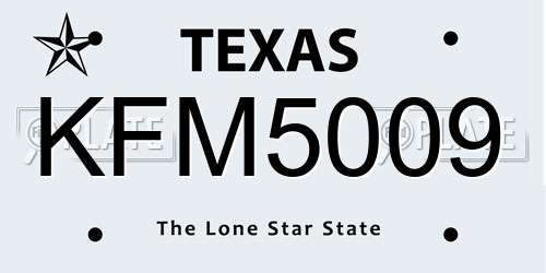 KFM5009 Texas License Plate
