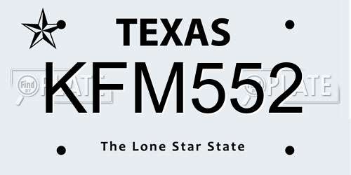 KFM552 Texas License Plate