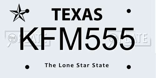 KFM555 Texas License Plate