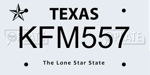 KFM557 Texas License Plate