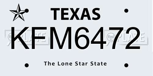 KFM6472 Texas License Plate