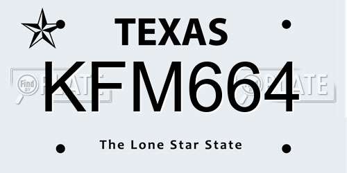 KFM664 Texas License Plate