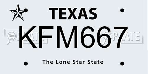 KFM667 Texas License Plate