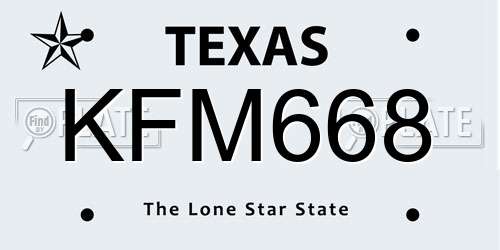 KFM668 Texas License Plate