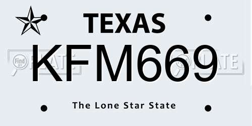 KFM669 Texas License Plate