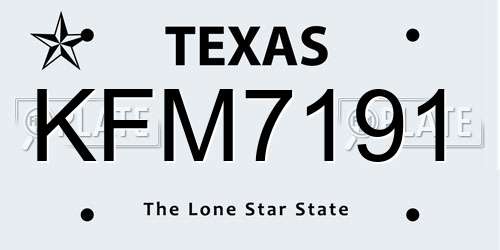 KFM7191 Texas License Plate