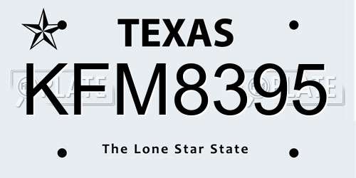 KFM8395 Texas License Plate