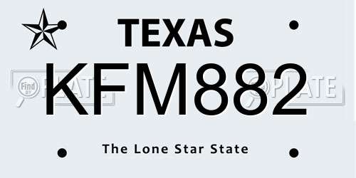 KFM882 Texas License Plate