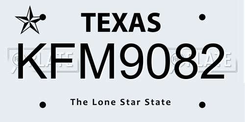 KFM9082 Texas License Plate