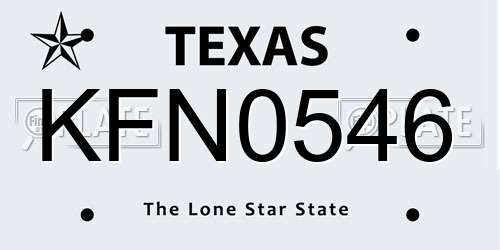 KFN0546 Texas License Plate