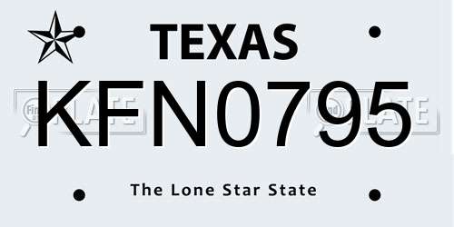 KFN0795 Texas License Plate