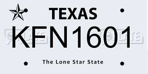 KFN1601 Texas License Plate